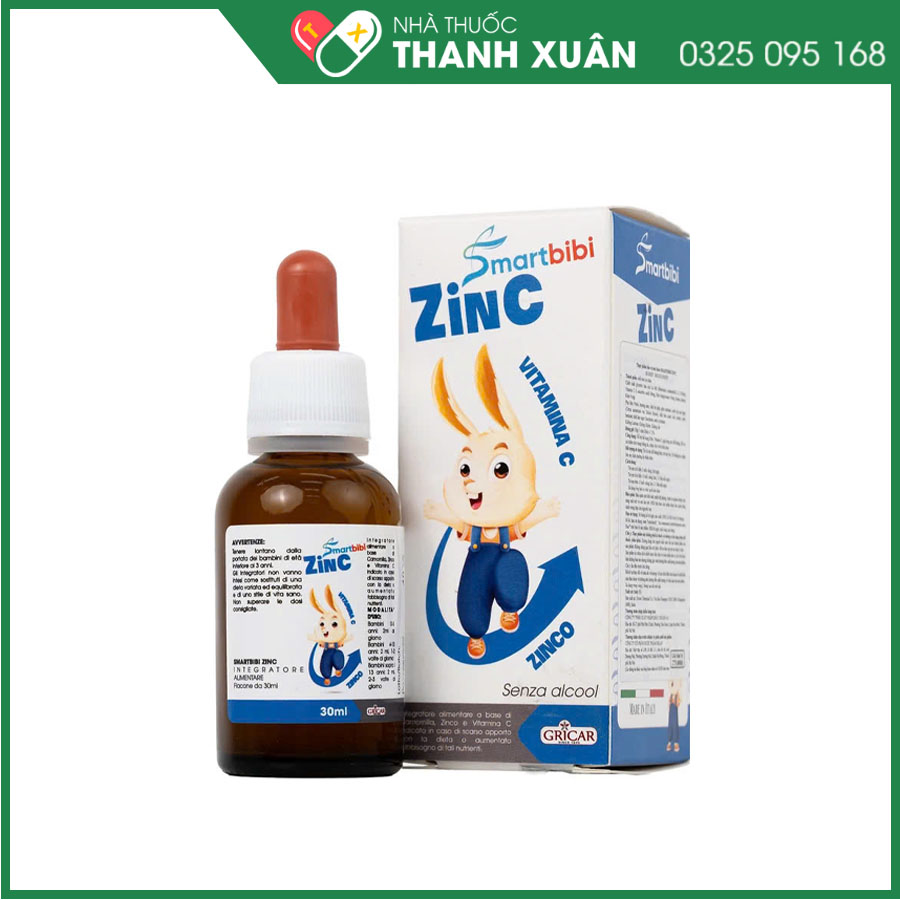 Smartbibi ZinC giúp bổ sung Kẽm và Vitamin C giúp cải thiện biếng ăn và tăng cường sức đề kháng cho trẻ